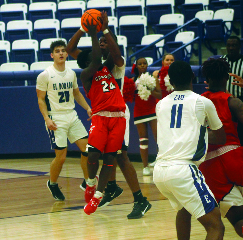 No call

Camden Fairview’s Isaiah Hughes (24) attempts to finish through contact during the game against El Dorado on Thursday. The Cardinals ultimately loss 67-63.