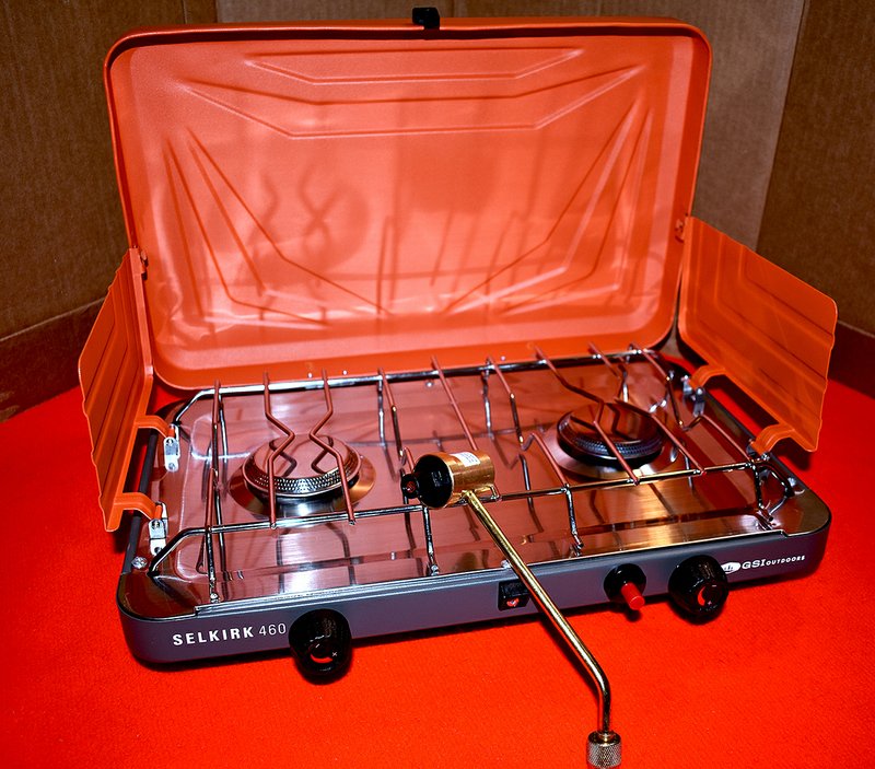 The GSI Outdoors Selkirk 460 propane camp stove is a compact, versatile unit for all car camping duties. Its features include an intuitively designed grill, stable valves and an igniter.