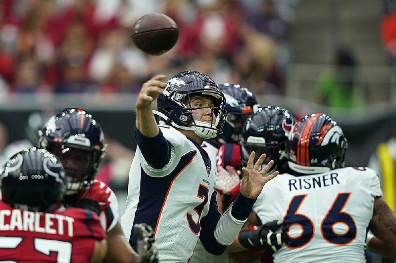 Denver quarterback Drew Lock threw for 309 yards and three touchdowns as the Broncos defeated the Houston Texans 38-24 on Sunday in Houston. 