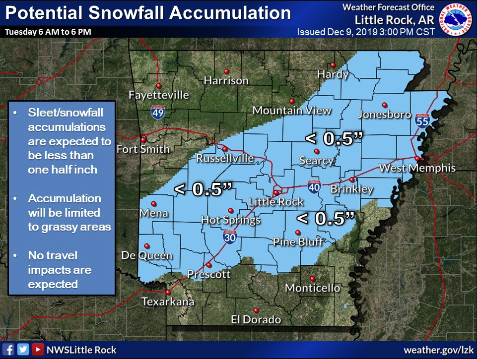 Snow Possible For Much Of Arkansas On Tuesday, Forecasters Say