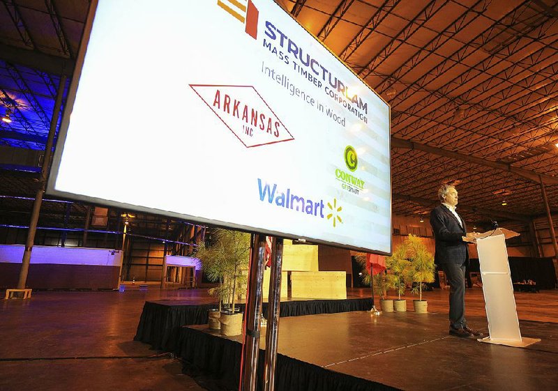 Hardy Wentzel, CEO of Structurlam Mass Timber Corp., said during Monday’s announcement in Conway that the opportunity to form a strategic partnership with Walmart lured the timber manufacturer to Arkansas. 