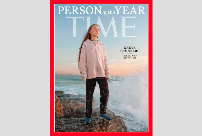 This photo provided by Time magazine shows Greta Thunberg, who has been named Time’s youngest “person of the year” on Wednesday, Dec. 11, 2019. The media franchise said Wednesday on its website that Thunberg is being honored for work that transcends backgrounds and borders. (Time via AP)