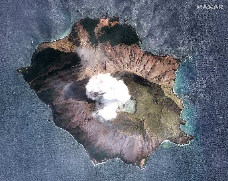 Steam rises Wednesday in this satellite image taken of the volcano on White Island off the coast of Whakatane, New Zealand.
(AP/Maxar Technologies) 