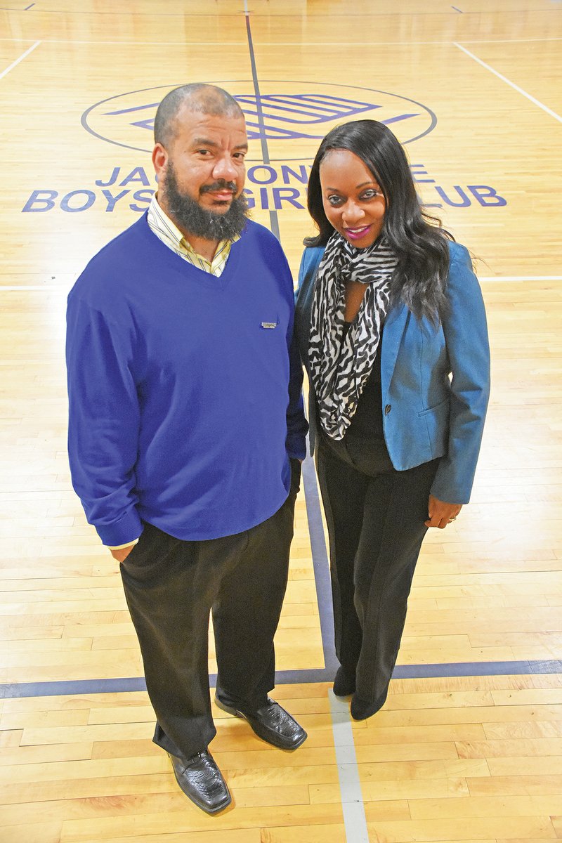 Mike Williams, left, athletic director for the Boys & Girls Club of Jacksonville, and LaConda Watson, chief executive officer for the club, stand in the club’s gym. The Boys & Girls Club is celebrating 50 years on Friday with its annual fundraiser, beginning at 6 p.m. Tickets for the event can be purchased at eventbrite.com or at the door.