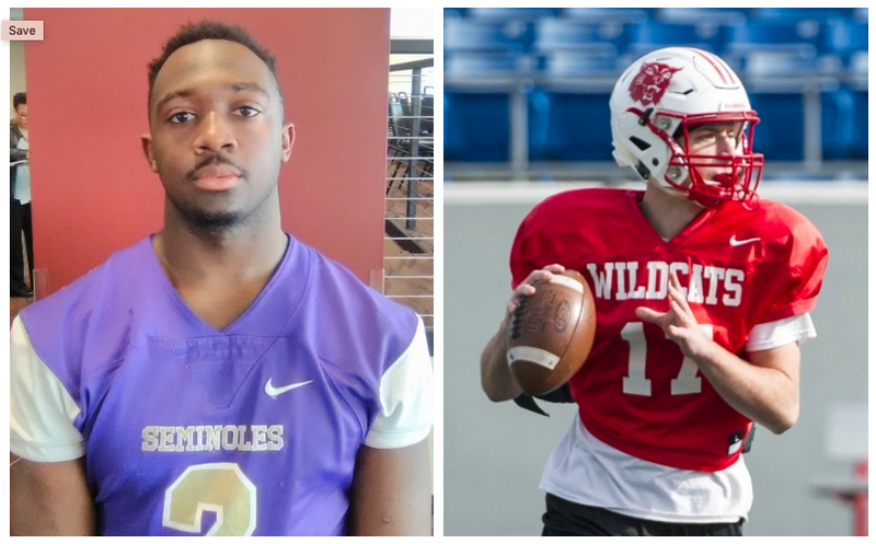 Left: Osceola senior quarterback M.J. Vance. Right: Harding Academy junior quarterback Caden Sipe