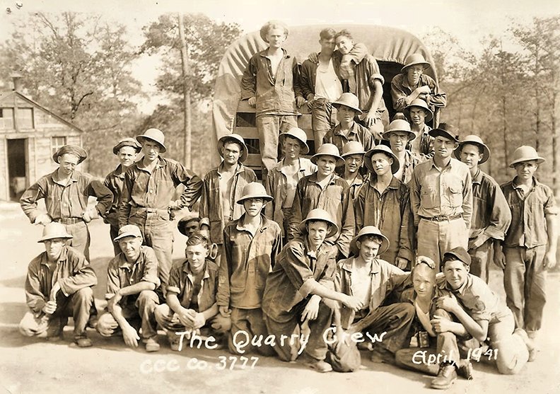 Members of CCC Camp 3777, April 1941, at Lake Catherine State Park. More photos of Civilian Conservation Corps workers in Garland County and a guide to the CCC in Arkansas are in the Garland County Historical Society's annual journal, The Record 2019. - Submitted photo