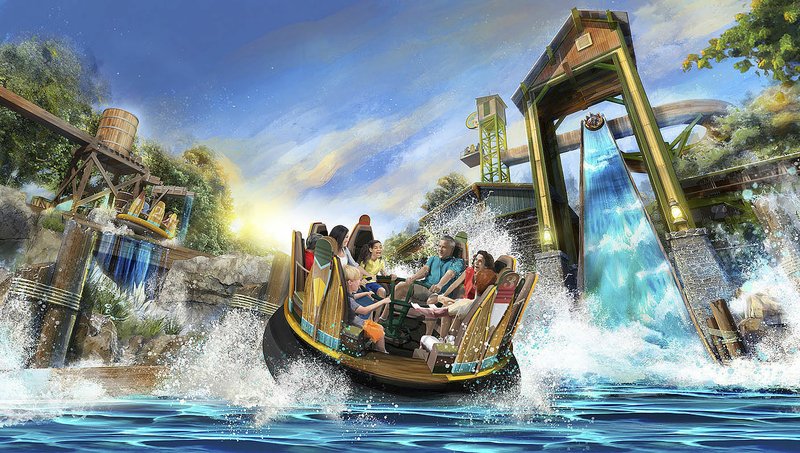 Image courtesy Silver Dollar City An artist's rendering shows the eight-passenger rafts that will traverse Mystic River Falls in the summer of 2020. "You will laugh. You may laugh so hard you snort -- and you will certainly get wet," says Brad Thomas, president of Silver Dollar City Attractions.