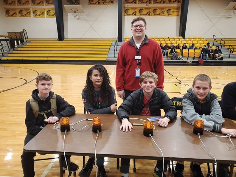 Hot Springs World Class High School hosted the Second Annual Civics Bowl to help ninth-grade students prepare for the state-required civics exam. From left are Ashton Harmon, Maddy Goines, Isaac Booth and Warren Hedrick. - Submitted photo story.lead_photo.caption