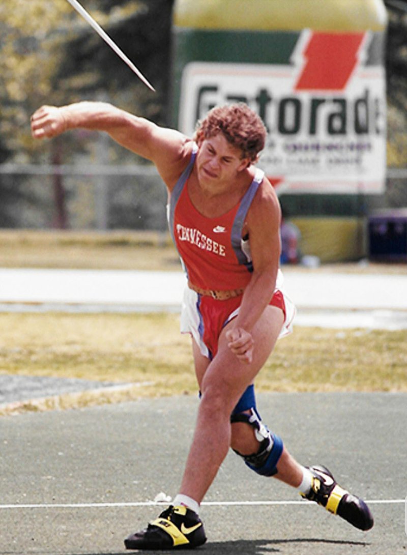 Photograph submitted John Richardson, accomplished athlete, was given his first javelin by John McGee.