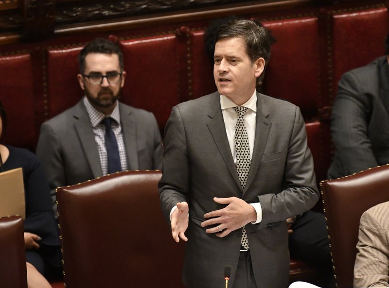 In this Wednesday, June 19, 2019, file photo, state Sen. Brad Hoylman, D-New York, speaks in the Senate Chamber at the state Capitol in Albany, N.Y. Hoylman introduced the Adult Survivors Act in the autumn of 2019, saying survivors of adult sex abuse deserve their day in court. 
(AP Photo/Hans Pennink, File)