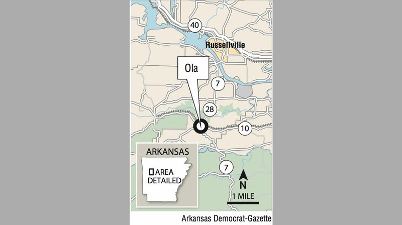 A map showing the location of Ola