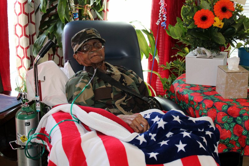 Benjamin Haymon celebrates his 110th birthday at his home in November. - File photo by The Sentinel-Record