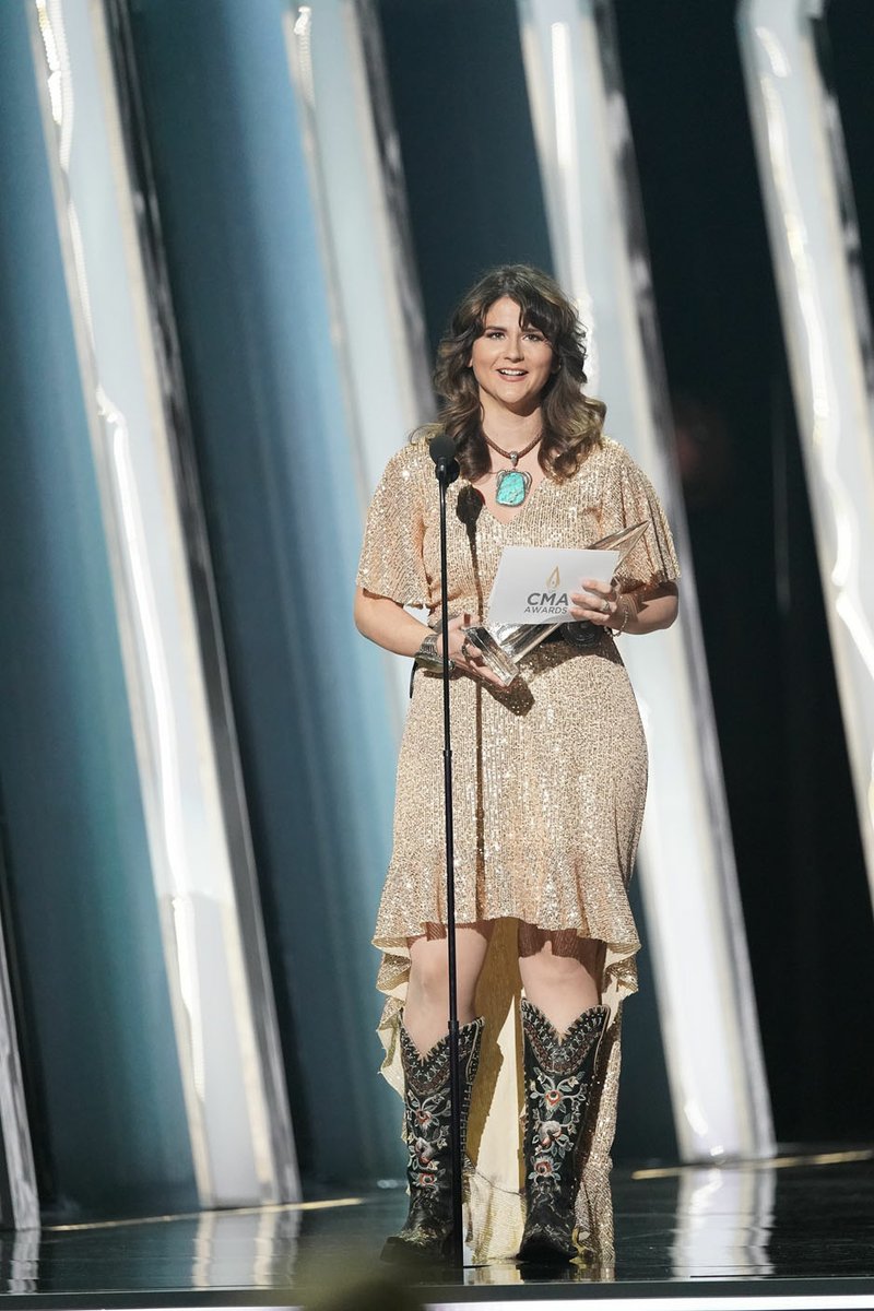 Courtesy Photo Springdale native and fiddling powerhouse Jenee Fleenor accepts her award for Musician of the Year at the 53rd annual Country Music Association Awards ceremony in November. Fleenor became the first woman to be nominated, and subsequently win, the award. story.lead_photo.caption