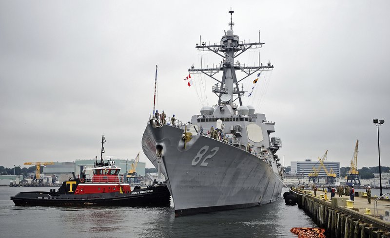 FILE - In this Sept. 6, 2019 file photo, the U.S. Navy Arleigh Burke-class guided missile destroyer USS Lassen (DDG-82) moors at Fort Trumbull State Park in New London, Conn. The Navy is proposing construction cutbacks and accelerated ship retirements that would delay, or sink, the Navy&#x2019;s goal of a larger fleet &#x2014; and potentially hurt shipyards, according to an initial proposal.  The proposal would shrink the size of the fleet from today&#x2019;s level of 293 ships to 287 ships, a far cry from the official goal of 355 ships established in the 2018 National Defense Authorization Act. (Sean D. Elliot/The Day via AP, File)