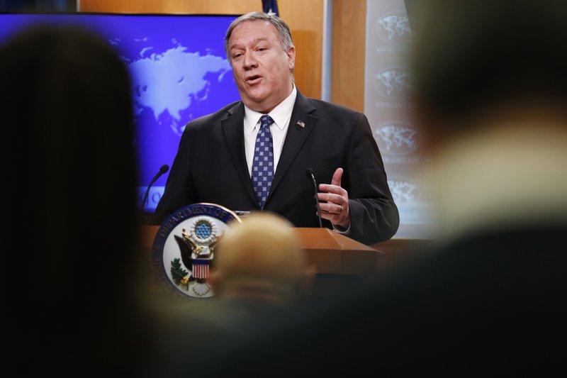 Secretary of State Mike Pompeo speaks about Iran, Tuesday Jan. 7, 2020, at the State Department in Washington. (AP Photo/Jacquelyn Martin)

