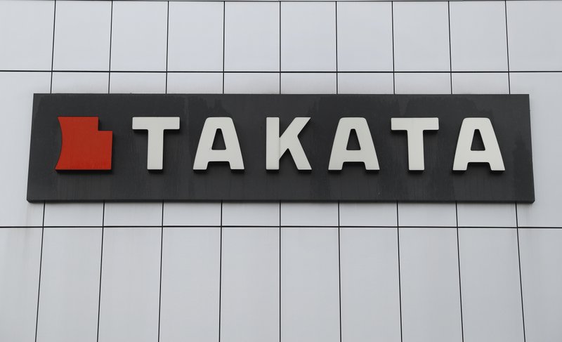 This June 25, 2017 file, photo shows TK Holdings Inc. headquarters in Auburn Hills, Mich. Takata is recalling 10 million more front air bag inflators sold to 14 different automakers because they can explode with too much force and hurl shrapnel. The recall is the last one the bankrupt company agreed to in a 2015 settlement with U.S. safety regulators. It could bring to a close the largest series of recalls in U.S. history. 
(AP Photo/Paul Sancya, File)