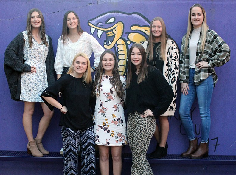 The Fountain Lake High School basketball team will play its homecoming game against Paris High School on Jan. 17 in the Bass Gym. The homecoming royalty includes, from left, Jillian Norman, Kamden Garrett, Emoree Martin, Savannah Iglehart, Emily Martin, Sydney Mungle and Zoie Walker. - Submitted photo story.lead_photo.caption
