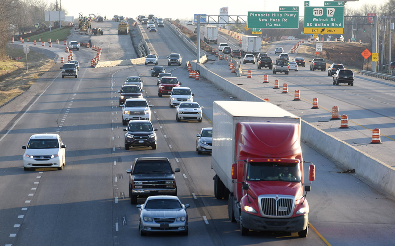 Northbound traffic is seen on Interstate 49 in Benton County in this December 18, 2019, file photo.