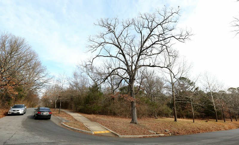Property northeast of the intersection of West Markham Road and Cross Avenue is seen Dec. 9 in Fayetteville. The Fayetteville Planning Commission approved a preliminary plan for development of 26 single-family lots at Markham Hill. (NWA Democrat-Gazette file photo/David Gottschalk) story.lead_photo.caption