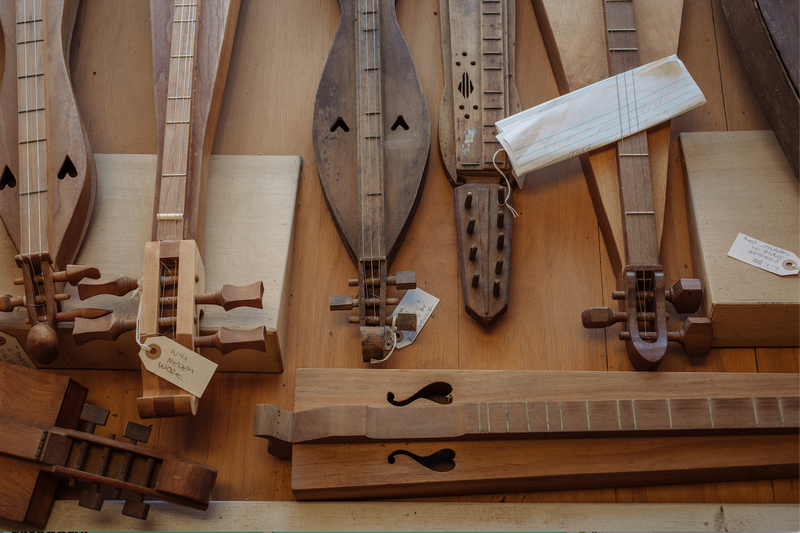 Historic dulcimers from the 19th and 20th centuries are shown at the Appalachian School of Luthiery in Hindman, Ky.

(The New York Times/Mike Belleme)
