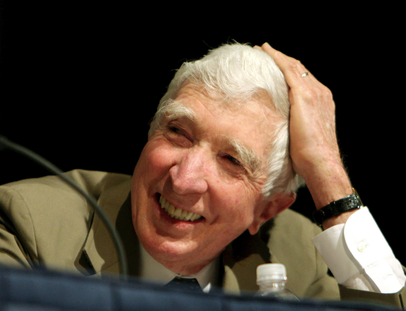 In this 2006 photo, the Pulitzer Prize-winning author John Updike takes part in a panel discussion at BookExpo America in Washington.
(AP)