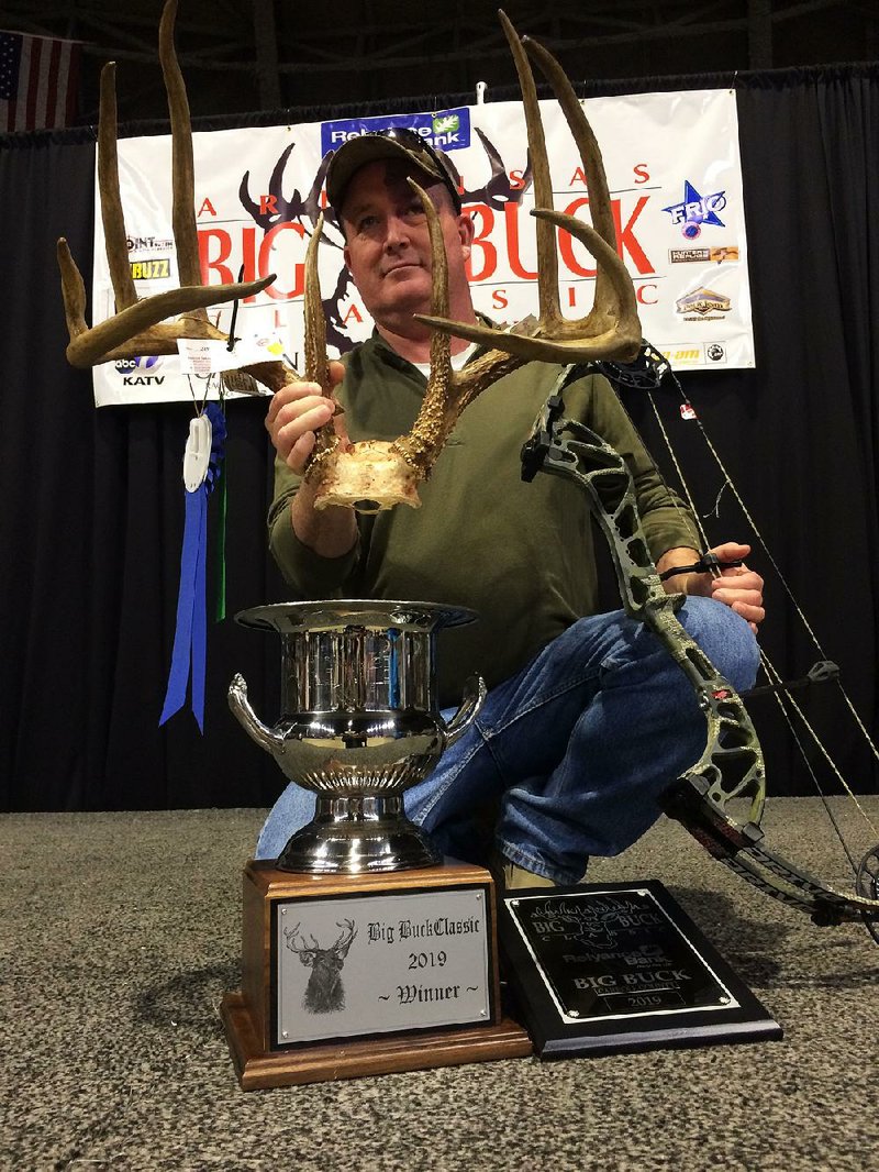 The end of January means a trip to the Arkansas Big Buck Classic at the Arkansas State Fairgrounds. Scott Arnold of Berryville won the 2019 event with this Carroll County whitetail.  