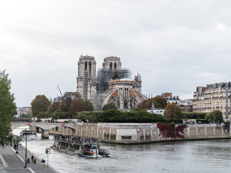 From the Pont de la Tournelle, damage can be seen done to the Notre Dame by the recent major fire in Paris.
(The New York Times/Joann Pai)