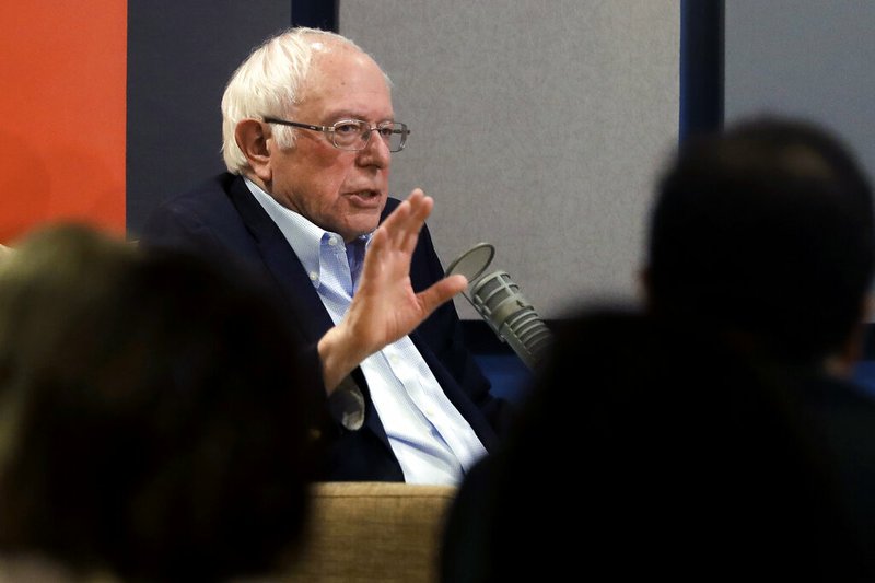 Democratic presidential candidate Sen. Bernie Sanders, I-Vt., speaks during a forum broadcast on radio in a New Hampshire Public Radio station, Sunday, Jan. 19, 2020, in Concord, N.H. (AP Photo/Steven Senne)