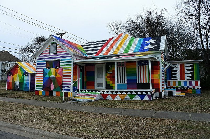 The Rainbow Embassy, painted by Spanish artist Okuda San Miguel, stands at 1319 North G St. in Fort Smith. 