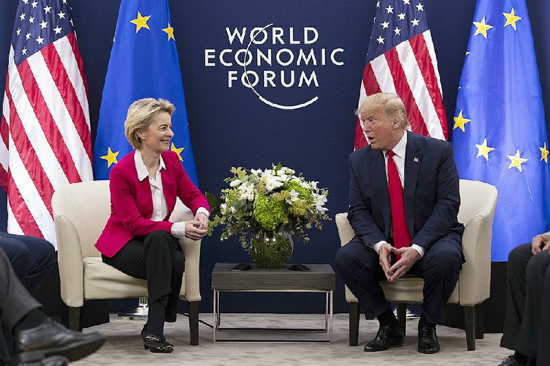 President Donald Trump meets with European Commission President Ursula von Der Leyen on Tuesday at the World Economic Forum in Davos, Switzerland.
(AP/Evan Vucci)