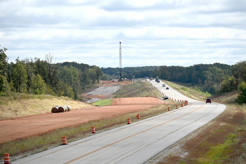 NWA Democrat-Gazette file photo/SPENCER TIREY Construction is being done on a portion of the Bella Vista Bypass between Miller Church Road and Walton Blvd. in October 2019.