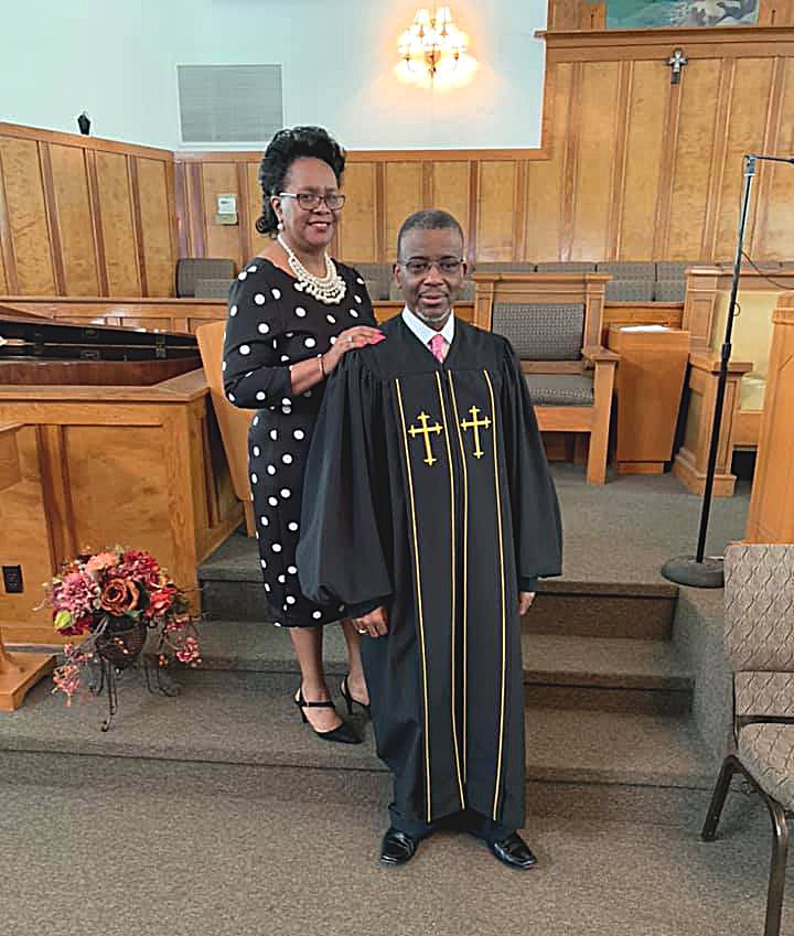 First Baptist Church — Cordell Senior Pastor the Rev. Pierce L. Moore stands with his wife, Sharon, at the church after a service.