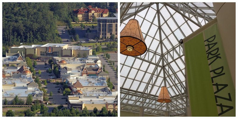 The Promenade at Chenal, left, and Park Plaza mall are shown in these file photos.