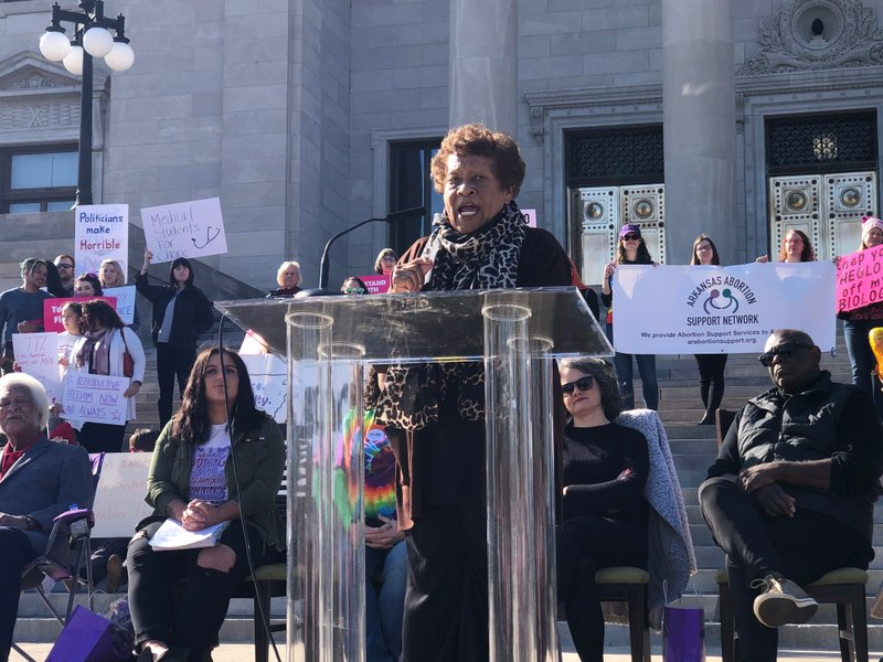 Dr. Joycelyn Elders, the former U.S. Surgeon General and former director of the Arkansas Department of Health, speaks Saturday at the 10th annual Rally for Reproductive Justice at the state Capitol in Little Rock.
