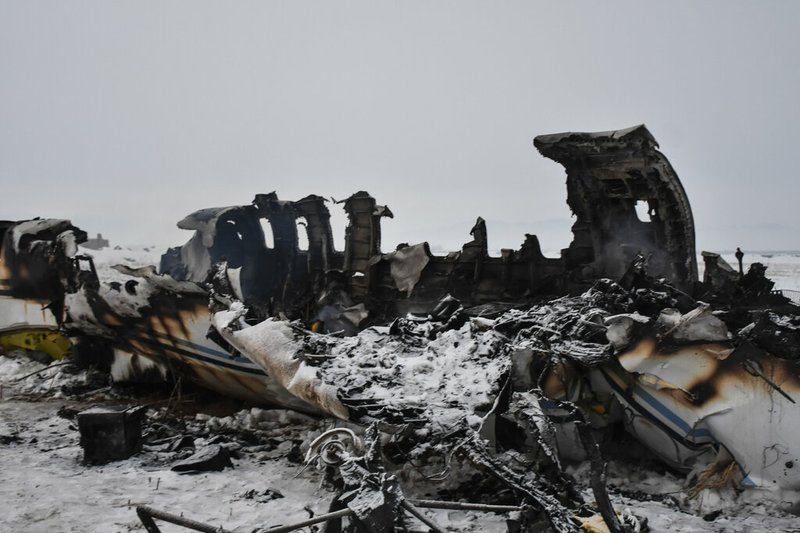 A wreckage of a U.S. military aircraft that crashed in Ghazni province, Afghanistan, is seen Monday, Jan. 27, 2020. The aircraft crashed in Ghazni province on Monday, A U.S. military aircraft crashed in eastern Afghanistan on Monday, an American official said, adding that there were no indications so far it'd been brought down by enemy fire. (AP PhotolSaifullah Maftoon)