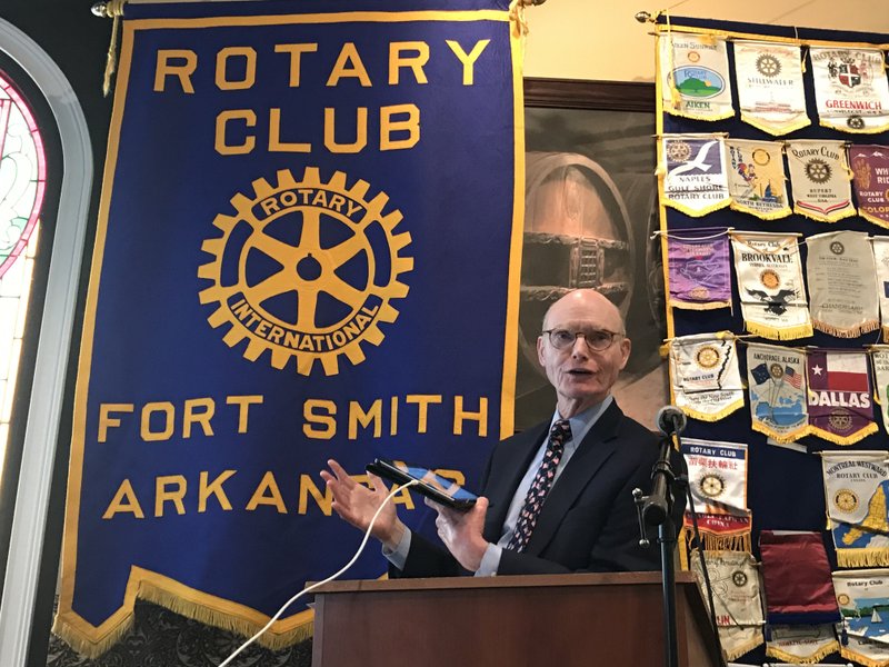 Publisher Walter E. Hussman Jr. speaks to the Fort Smith Rotary Club about the digital replica edition of the Arkansas Democrat-Gazette on Wednesday, January 29,ÊÊ2020. (Arkansas Democrat-Gazette/Barry Arthur)