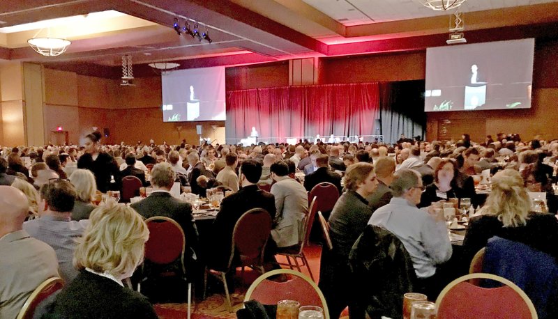 The annual Business Forecast Luncheon was held Thursday at the John Q. Hammons Center in Rogers. Northwest Arkansas can look forward to a better economy in 2020 than 2019, according to the regional forecast. (NWA Democrat-Gazette/Doug Thompson) story.lead_photo.caption