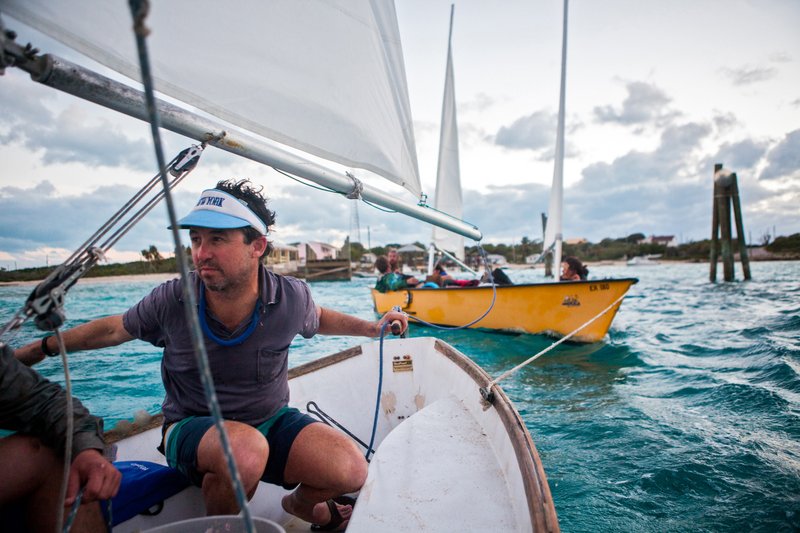 The author and friends set sail from from Little Farmer's Cay to Big Farmer's Cay in the Bahamas' Exuma Islands, a chain of 365 islands.
(The New York Times/Sara Fox)