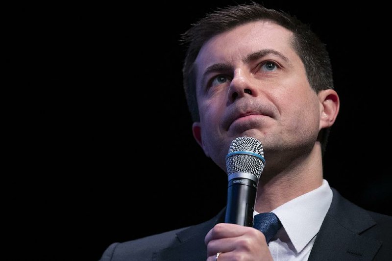 Pete Buttigieg, former mayor of South Bend, Ind., speaks Wednesday in Concord, N.H. He had staked his campaign on a big showing in Iowa and now has momentum going into Tuesday’s New Hampshire contest.
(AP/Mary Altaffer)