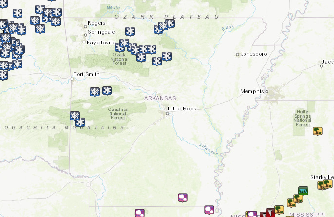 Storm Brings Snow Accumulation To North West Arkansas Flurries Spotted In Central Parts Of State