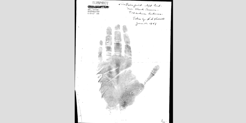 This image shows the handprint of a suspect in the 1946 Texarkana Phantom Killer serial murder case.