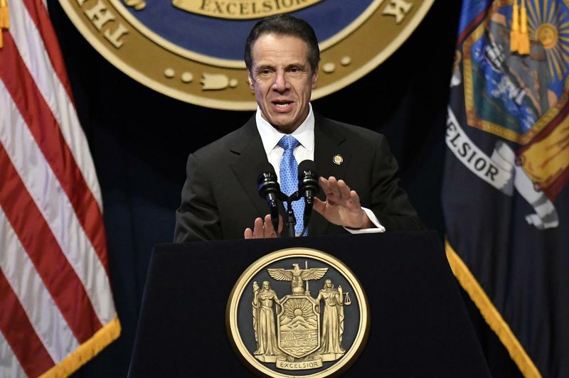 In announcing the lawsuit Friday, New York Gov. Andrew Cuomo, shown last month, said the banning of New Yorkers from traveler programs was “an abuse of power. It’s extortion. ... And we’re going to fight back.” 
