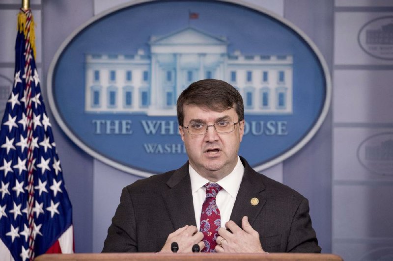 Veterans Affairs Secretary Robert Wilkie, shown in the White House briefing room in November, denied allegations that he made inquiries about the past of a congressman’s aide, according to an agency spokesman.
(AP/Andrew Harnik)