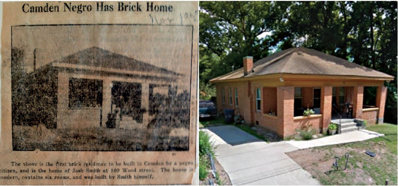 Left: Camden News photo from around 1929 proclaims the first African American brick home built in Camden on Wood Street. The home contains six rooms. Right: The house as it appears on a recent Google Street Search, showing it has remain standing throughout the years. story.lead_photo.caption