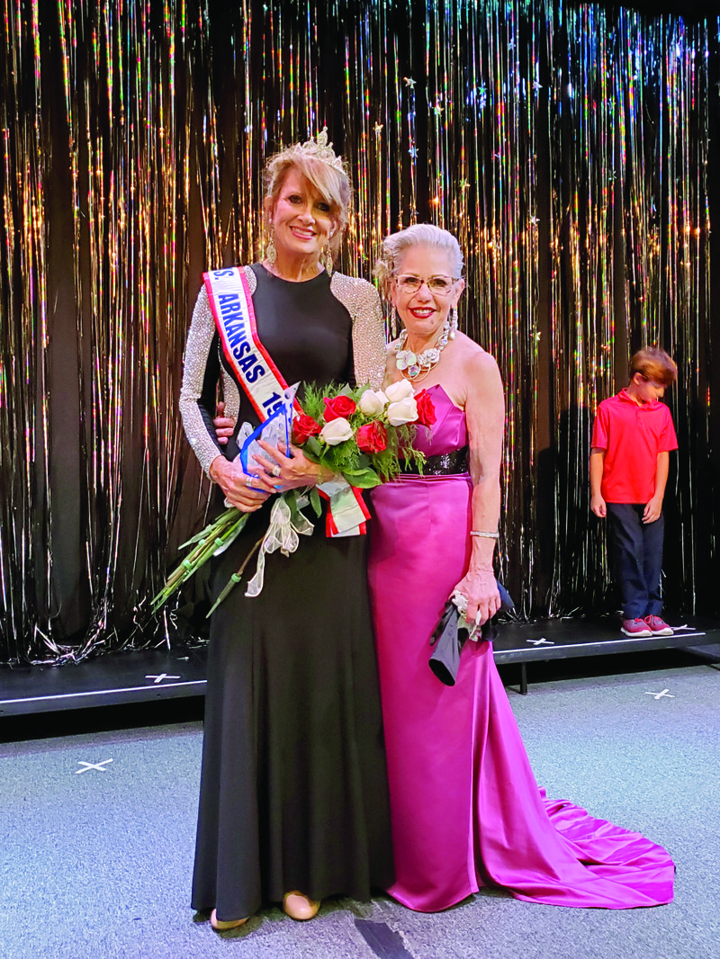 Ms. Arkansas Senior America: Sharon Morgan Tahaney (left) of El Dorado was crowned Ms. Arkansas Senior America in 2019. The state is currently searching for contestants for the 2020 pageant.