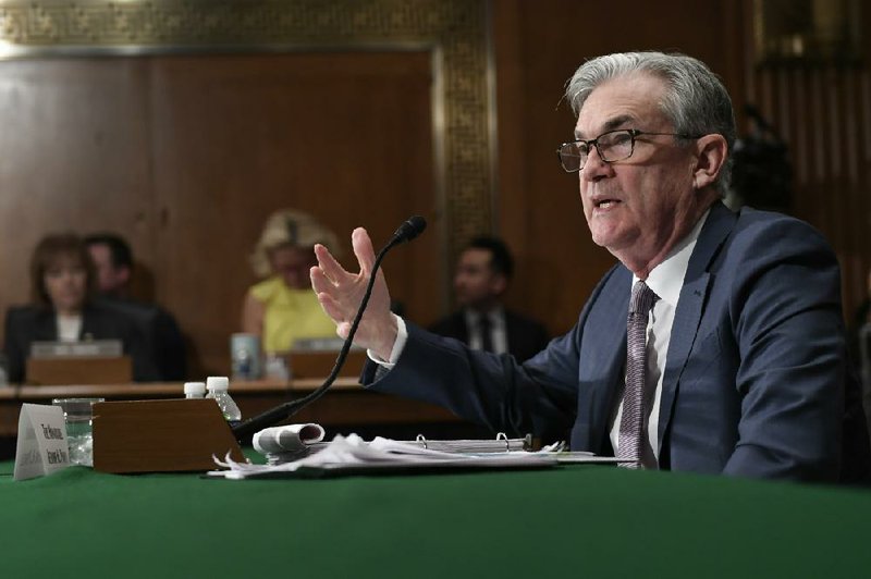 In testimony before the Senate Banking Committee on Wednesday, Federal Reserve Chairman Jerome Powell said in the event of an economic downturn, the Fed would have to use large-scale asset purchases because historically low interest rates have little room for more cuts. More photos at arkansasonline.com/213powell/
(AP/Susan Walsh)