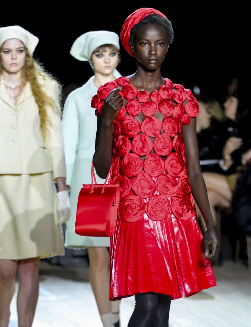The latest fashion creation from Marc Jacobs is modeled during New York's Fashion Week, Wednesday Feb. 12, 2020. (AP Photo/Bebeto Matthews) story.lead_photo.caption