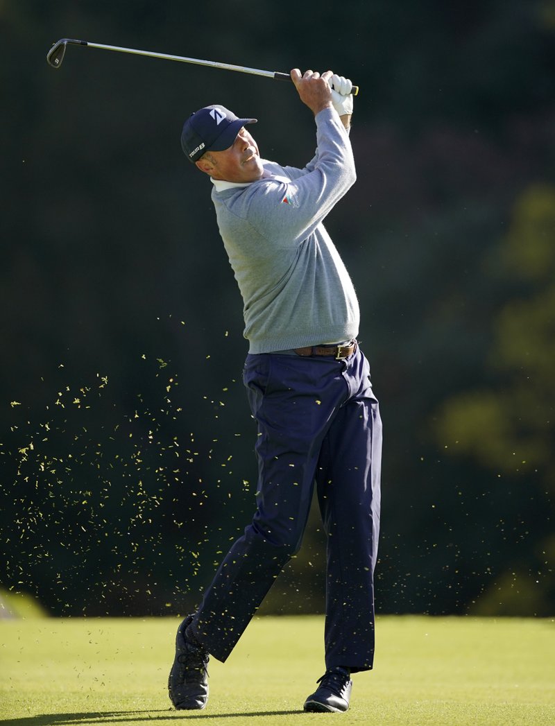 Matt Kuchar hits his second shot on the 13th hole during the first round of the Genesis Invitational golf tournament at Riviera Country Club, Thursday, Feb. 13, 2020, in the Pacific Palisades area of Los Angeles. (AP Photo/Ryan Kang) story.lead_photo.caption