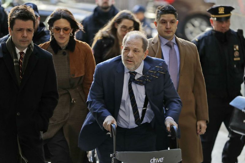 Harvey Weinstein arrives Friday at a Manhattan courthouse, where closing arguments in his rape trial were to take place. “The evidence is all on our side,” his defense team said. More photos at arkansasonline.com/215trial/. Video available at arkansasonline.com/215victims/.
(AP/Seth Wenig)