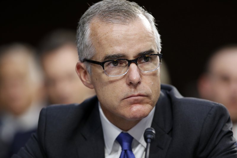 Andrew McCabe, then-acting director of the FBI, testifies at a Senate intelligence hearing on Capitol Hill in Washington, June 7, 2017. McCabe, the former deputy FBI director and a frequent target of President Trump, will not face charges in an investigation into whether he lied to investigators about a media leak, his defense team said on Friday, Feb. 14, 2020. 
(Doug Mills/The New York Times)